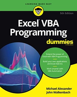 Excel VBA programming for dummies; Michael Alexander; 2018