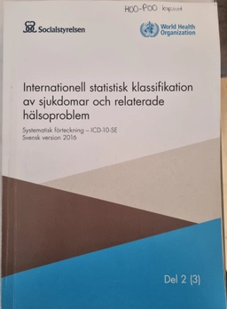 Internationell statistisk klassifikation av sjukdomar och relaterade hälsoproblem : systematisk förteckning - [ICD-10-SE]; Sverige. Socialstyrelsen; 2016