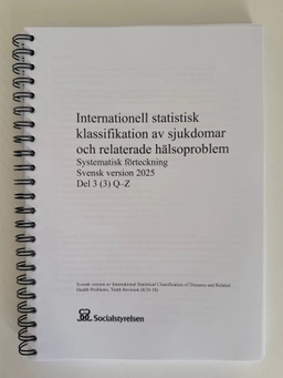 Internationell statistisk klassifikation av sjukdomar och relaterade hälsoproblem : systematisk förteckning : Q-Z; Sverige. Socialstyrelsen, Sverige. Medicinalstyrelsen; 2025