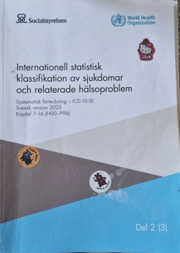 Internationell statistisk klassifikation av sjukdomar och relaterade hälsoproblem : systematisk förteckning : svensk version 2023; Sverige. Socialstyrelsen, Sverige. Medicinalstyrelsen; 2023