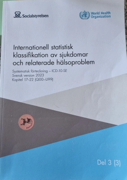 Internationell statistisk klassifikation av sjukdomar och relaterade hälsoproblem : systematisk förteckning : svensk version 2023; Sverige. Socialstyrelsen, Sverige. Medicinalstyrelsen; 2023