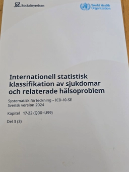 Internationell statistisk klassifikation av sjukdomar och relaterade hälsoproblem : systematisk förteckning : svensk version 2024 · Q-Z, Del 3 (3); Sverige. Socialstyrelsen, Sverige. Medicinalstyrelsen; 2024