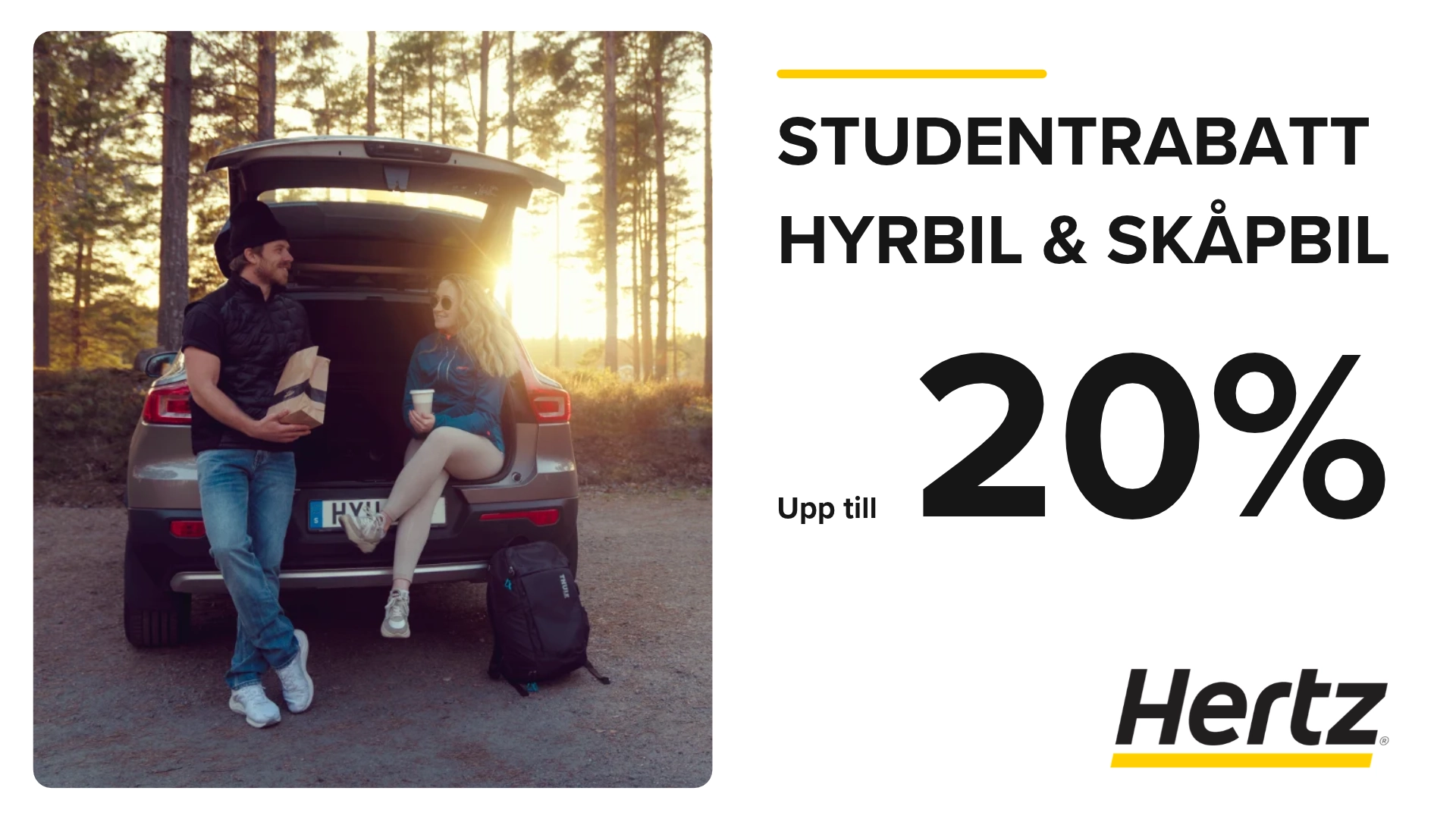 Erbjudande med studentrabatt från Upp till 20% studentrabatt på hyrbil och skåpbil