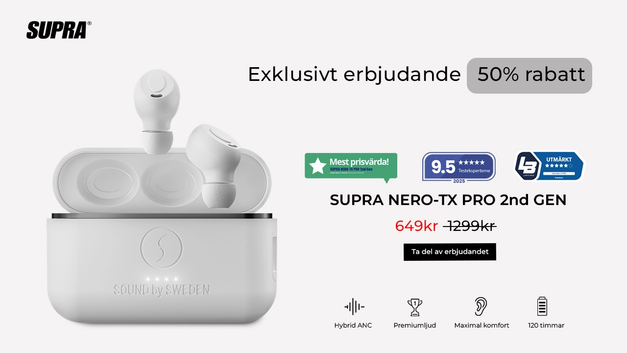 Erbjudande med studentrabatt från Exklusivt studenterbjudande – 50 % rabatt på hörlurar från svenska SUPRA®