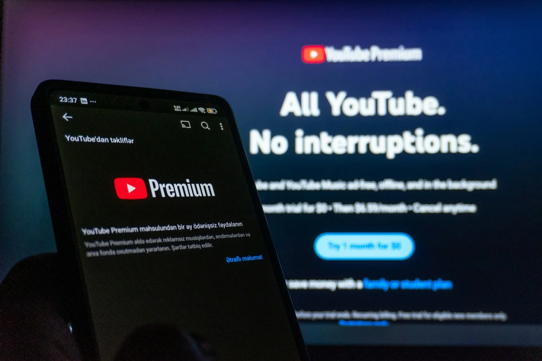 Erbjudande med studentrabatt från Youtube Premium