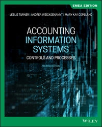 Accounting Information Systems; Leslie Turner, Andrea B Weickgenannt, Mary Kay Copeland, Andrea B Weickgenannt; 2020