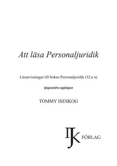 Att läsa Personaljuridik : läsanvisningar till boken Personaljuridik (32: a u)