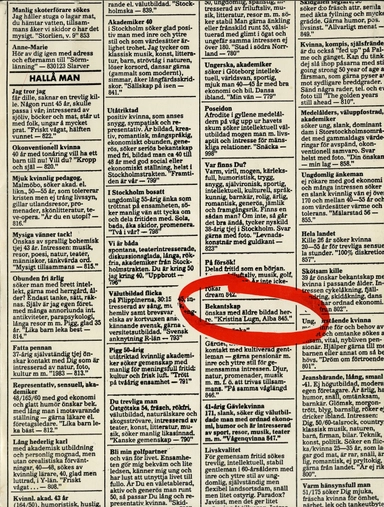 Bekantskap önskas med äldre bildad herre; Kristina Lugn; 2013