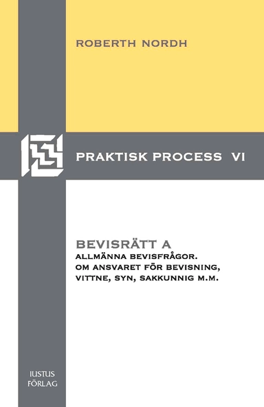 Bevisrätt A : allmänna bevisfrågor. Om ansvaret för bevisning, vittne, syn, sakkunnig m.m.
