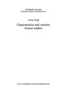 Characteristics and Varieties of Poor ReadersActa Universitatis GothoburgensisVolym 233 av Göteborg studies in educational sciences, ISSN 0436-1121