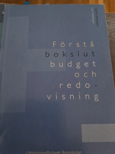 Förstå bokslut, budget och redovisning; Carina Svensson, Lars Svensson; 1995