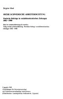 Frühe schwedische Arbeiterdichtung : poetische Beiträge in sozialdemokratischen Zeitungen 1882-1900 = Tidig svensk arbetardiktning : poetiska bidrag i socialdemokratiska tidningar 1882-1900