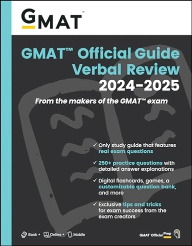 GMAT Official Guide Verbal Review 2024-2025: Book + Online Question Bank; Gmac, Gmac; 2024