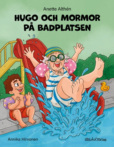 Hugo och mormor på badplatsen