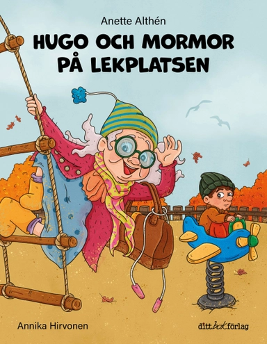 Hugo och mormor på lekplatsen; Anette Althén; 2025