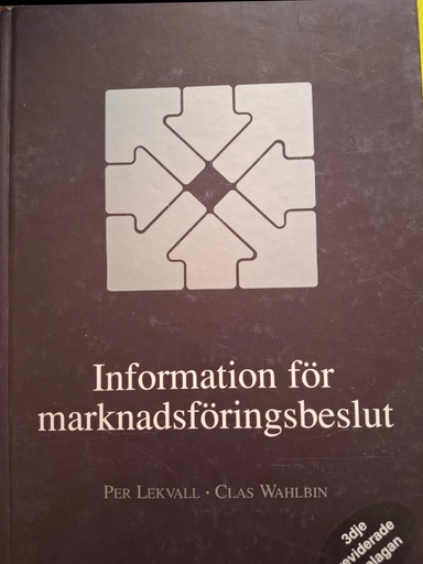 Information för marknadsföringsbeslut; Per Lekvall; 1993