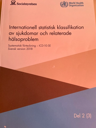 Internationell statistisk klassifikation av sjukdomar och relaterade hälsoproblem : systematisk förteckning : svensk version; Sverige. Socialstyrelsen, Sverige. Medicinalstyrelsen; 2018