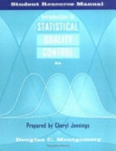 Introduction to Statistical Quality Control, Student Resource Manual, 5th E