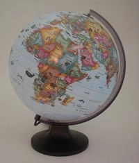 Jordglob för barn 30cm - Plastfot/plastmeridian, belysning, svensk text; 2010