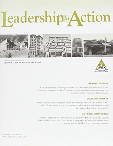 Leadership in Action, Volume 27, No. 5, November/December 2007,