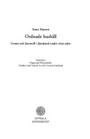 Ordnade hushåll : genus och kontroll i Jämtland under 1600-talet = Organised households : gender and control in 17th century Jamtland; Anna Hansen; 2006