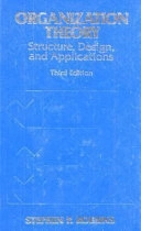 Organization theory : structure, design, and applications