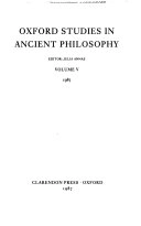 Oxford studies in ancient philosophy, Volume 5 1987; Julia Annas; 1987