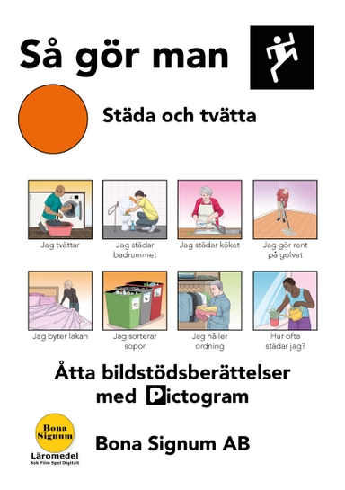 Så gör man, tema städa och tvätta, en bok med pictogram; Ann Gomér; 2023