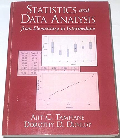 Statistics and data analysis : from elementary to intermediate; Ajit C. Tamhane; 2000
