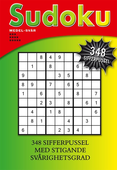 Sudoku - Medel-svår : 348 sifferpussel med stigande svårighetsgrad; Emma Eronson; 2021