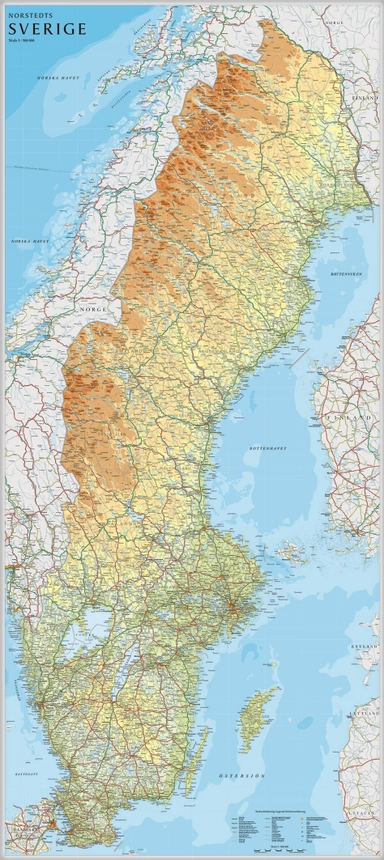Sverige väggkarta Norstedts 1:900000 i tub - 1:900000; Norstedts,; 2020