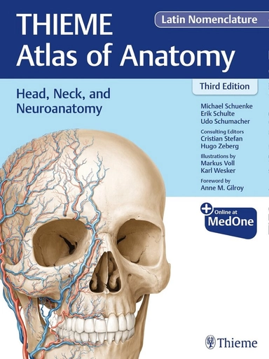 THIEME atlas of anatomy · Head, neck, and neuroanatomy / authors: Michael Schuenke, MD, PhD (Institute of Anatomy, Christian Albrechts University, Kiel), Erik Schulte, MD (Institute of Functional and Clinical Anatomy, Johannes Gutenberg University, Mainz), Udo Schumacher, MD (FRCPath, CBiol, FIBiol, DSc, Institute of Anatomy and Experimental Morphology, University Medical Center, Hamburg-Eppendorf) ; consulting editor: Cristian Stefan, MD (Department of Basic Science and Cranifacial Biology, New