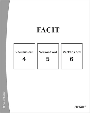 Veckans ord Facit till bok 4-6; Britta Redin, Görel Hydén; 2014