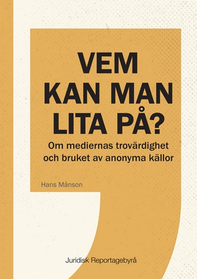 Vem kan man lita på?; Hans Månson; 2019