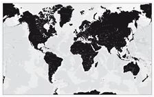 World wall map black and white; Norstedts; 2012
