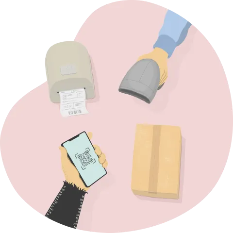 Studentapan scannar QR kod på ombud