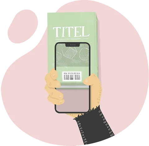 Studentapan scannar ISBN nummer med mobil