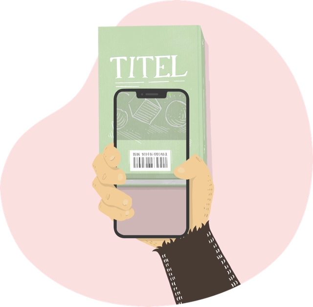 Studentapan skannar ISBN nummer med mobil