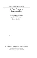 A first course in computability; Victor John Rayward-Smith; 1986