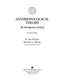 Anthropological theory : an introductory history; R. Jon McGee; 1999