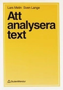 Att analysera text : stilanalys med exempel; Lars Melin; 1995