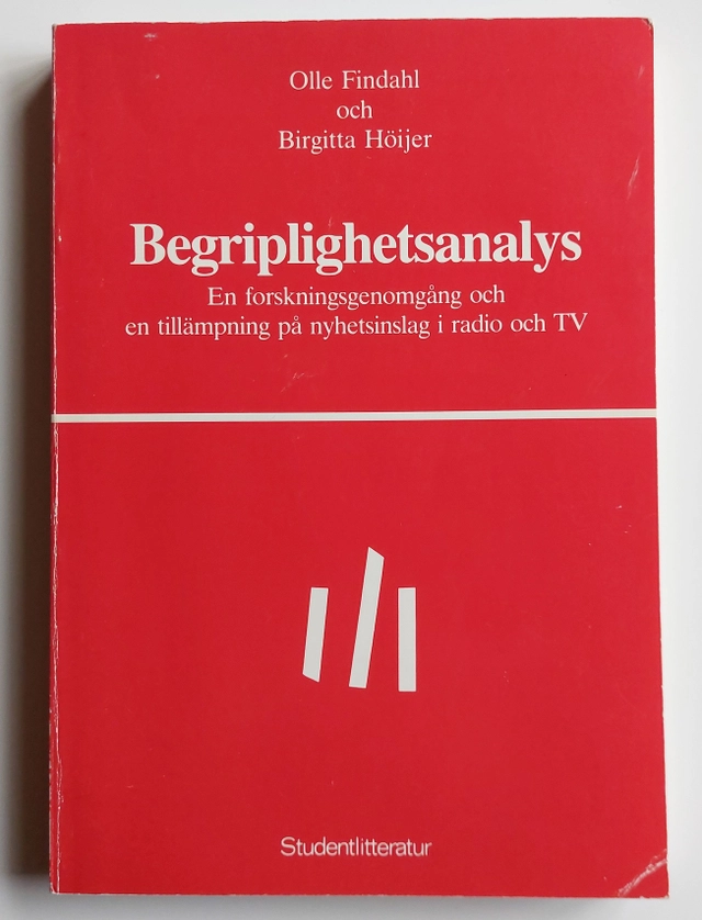 Begriplighetsanalys : en forskningsgenomgång och en tillämpning på nyhetsinslag i radio och TV = [Comprehension analysis] : [a review of the research and an application to radio and television news]; Olle Findahl; 1984