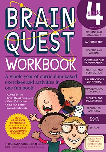 Brain Quest Grade 4 Workbook [With Over 150 Stickers and Mini-Card Deck and Fold-Out "7 Continents, 1 World" Poster]