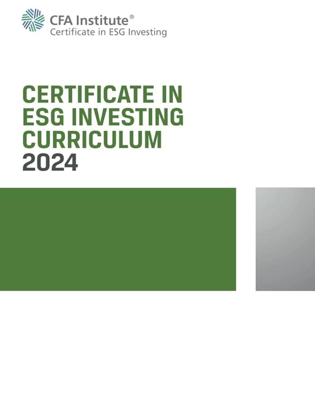 Certificate in ESG investing curriculum 2024; CFA Institute ; 2023