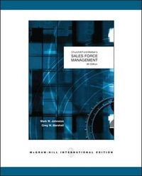Churchill/Ford/Walker's Sales Force ManagementIrwin/McGraw-Hill series in marketingMcGraw-Hill/Irwin series in marketing; Mark W. Johnston, Greg W. Marshall; 2005