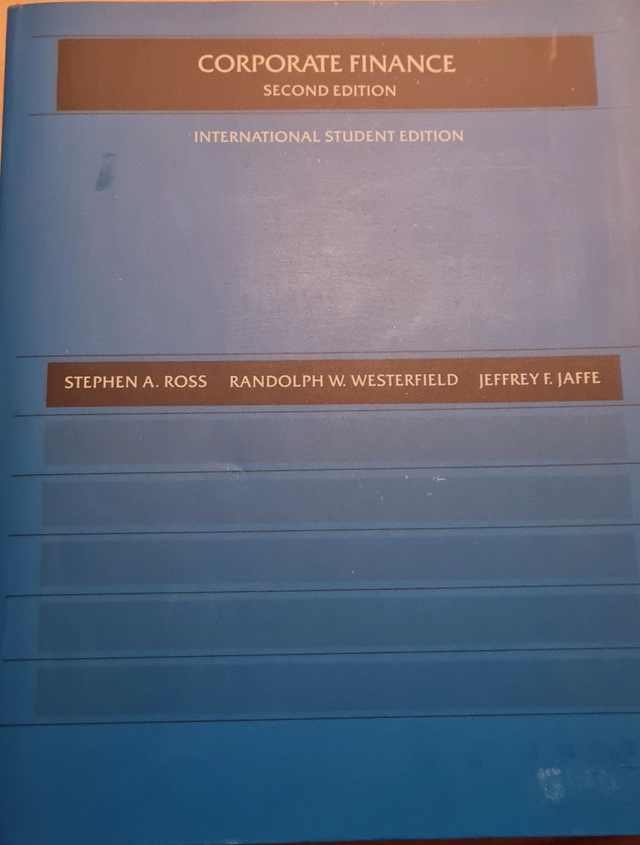 Corporate finance; Stephen A. Ross, Randolph W. Westerfield, Jeffrey F. Jaffe; 1990