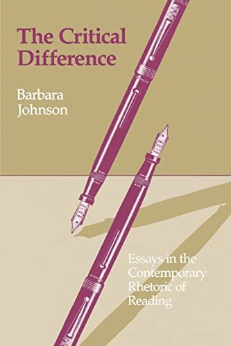 Critical Difference; Barbara Johnson; 1985