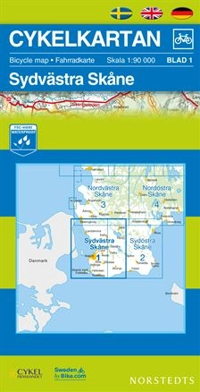 Cykelkartan Blad 1 Sydvästra Skåne : 1:90000; Norstedts; 2016