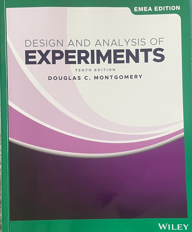 Design and analysis of experiments; Douglas C. Montgomery; 2020