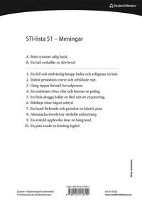 Dysartri - STI-lista 51-100 - Ord- och meningslistor för testning av patientens förståelighet; Lena Hartelius; 2015